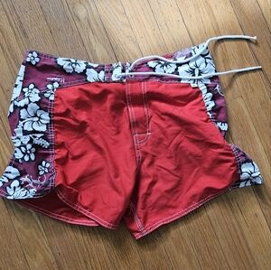 Floral Women's Swim Shorts - Red